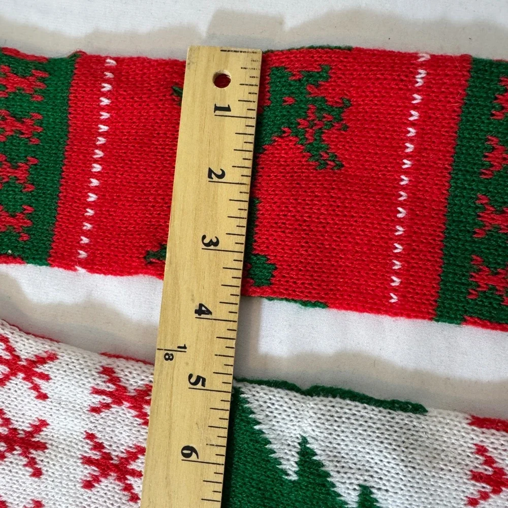 Kurt S. Adler Christmas Stockings Red Green 1979 Vintage Knit 2pc Set